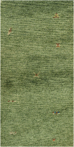 143 x 71 cm Gabbeh Tribal Wool Rugs Handmade Green - Rugoutlet