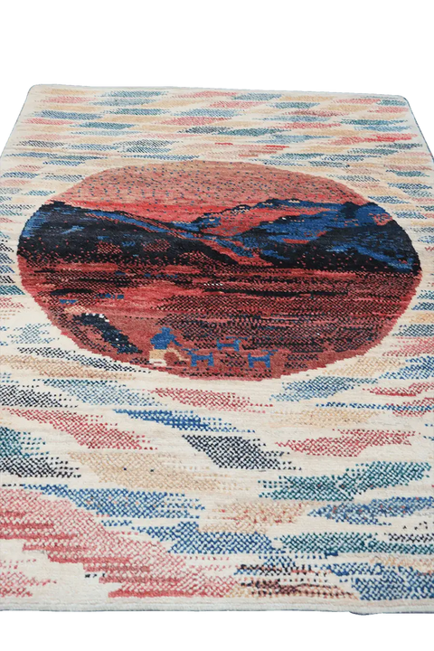 138x107 cm Multi-coloured Persian Gabbeh Qashqai Tribal Wool Rug - Rugoutlet