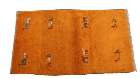 148 x 84 cm Gabbeh Tribal Wool Rugs Handmade Yellow Colour - Rugoutlet
