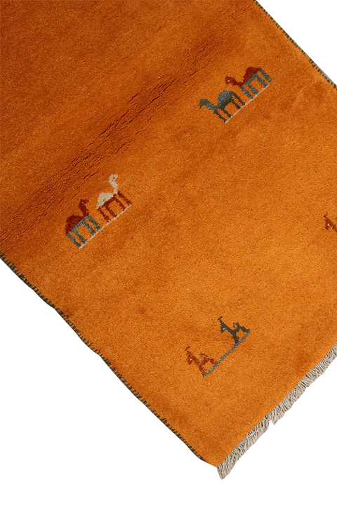 148 x 84 cm Gabbeh Tribal Wool Rugs Handmade Yellow Colour - Rugoutlet