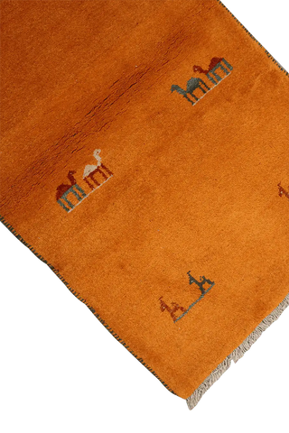 148 x 84 cm Gabbeh Tribal Wool Rugs Handmade Yellow Colour - Rugoutlet