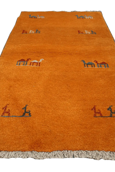 148 x 84 cm Gabbeh Tribal Wool Rugs Handmade Yellow Colour - Rugoutlet