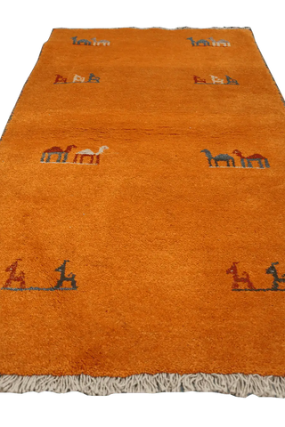 148 x 84 cm Gabbeh Tribal Wool Rugs Handmade Yellow Colour - Rugoutlet