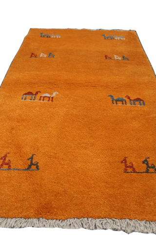 148 x 84 cm Gabbeh Tribal Wool Rugs Handmade Yellow Colour - Rugoutlet