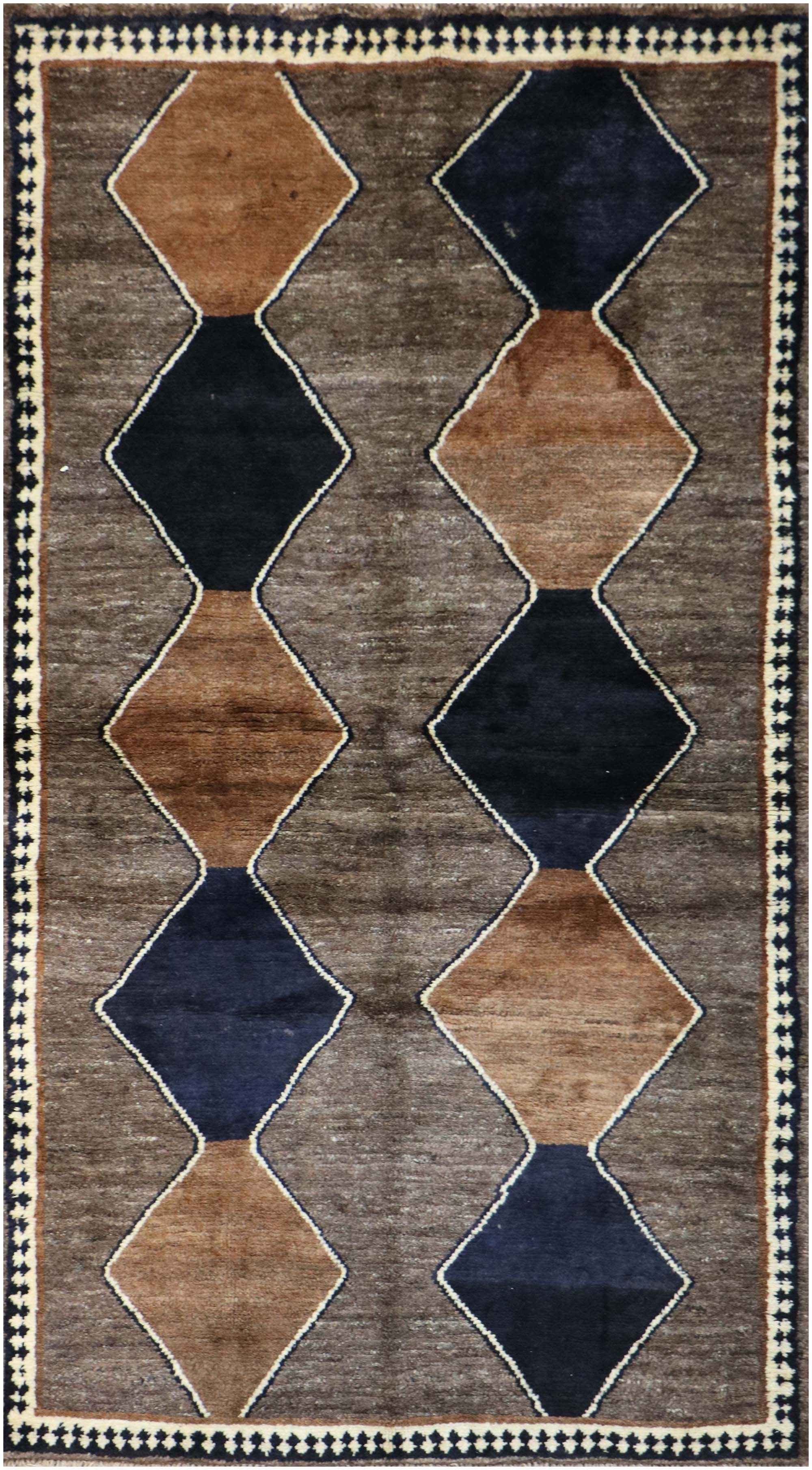 208 x 113 cm Gabbeh Tribal Wool Rugs Brown Colour - Rugoutlet