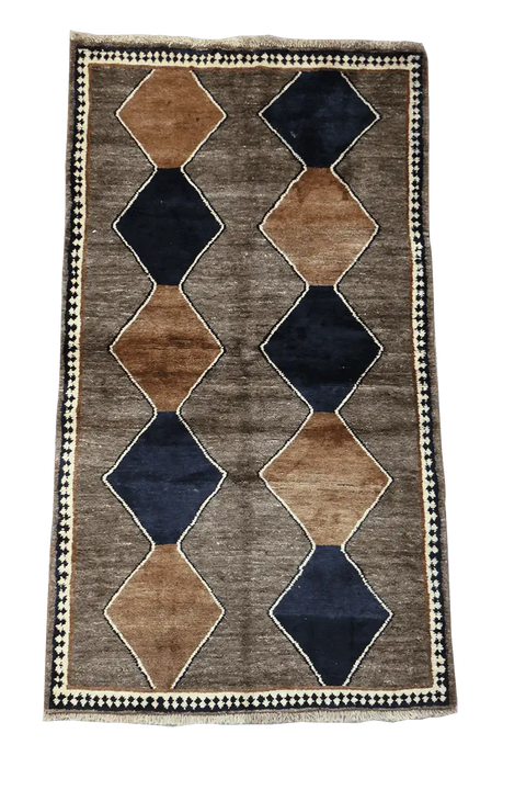 208 x 113 cm Gabbeh Tribal Wool Rugs Brown Colour - Rugoutlet