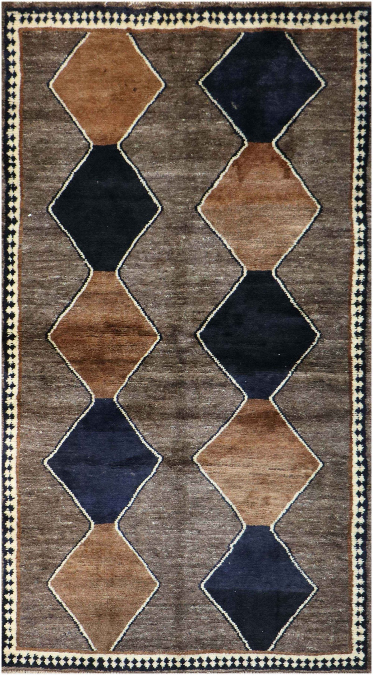 208 x 113 cm Gabbeh Tribal Wool Rugs Brown Colour - Rugoutlet