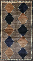 208 x 113 cm Gabbeh Tribal Wool Rugs Brown Colour - Rugoutlet