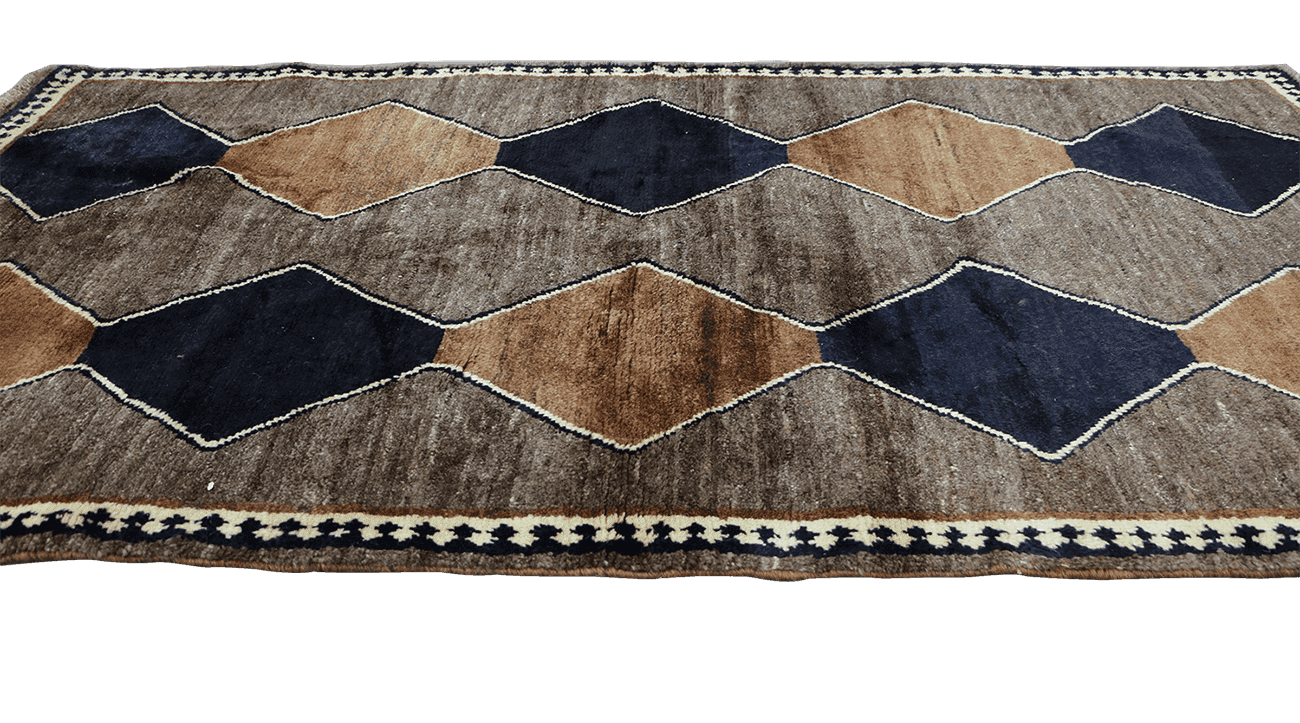 208 x 113 cm Gabbeh Tribal Wool Rugs Brown Colour - Rugoutlet