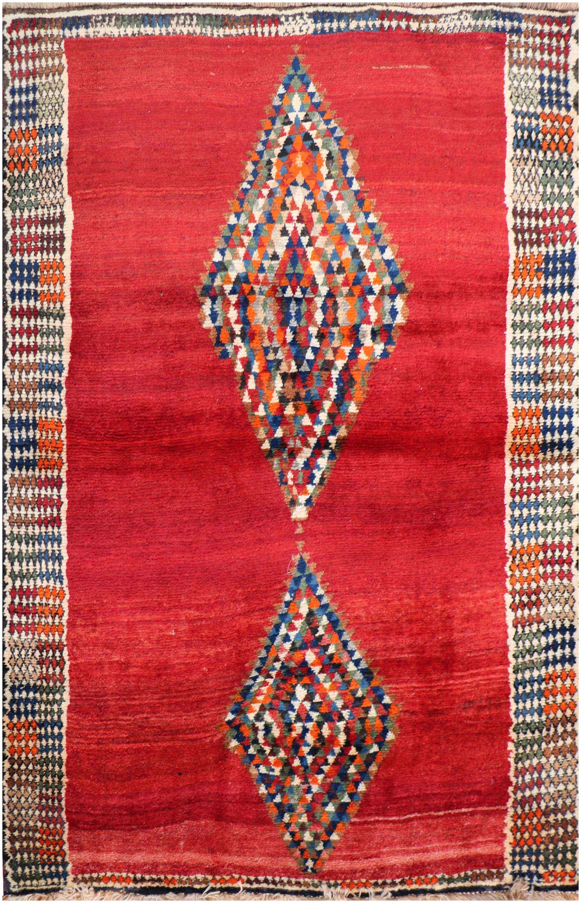 161 x 120 cm Gabbeh Tribal Wool Rugs Handmade Red Colour - Rugoutlet