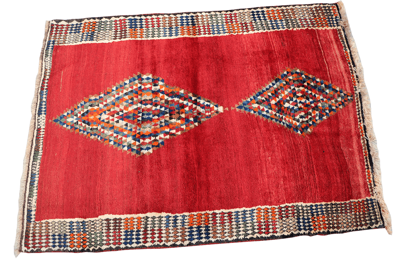 161 x 120 cm Gabbeh Tribal Wool Rugs Handmade Red Colour - Rugoutlet