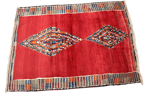 161 x 120 cm Gabbeh Tribal Wool Rugs Handmade Red Colour - Rugoutlet