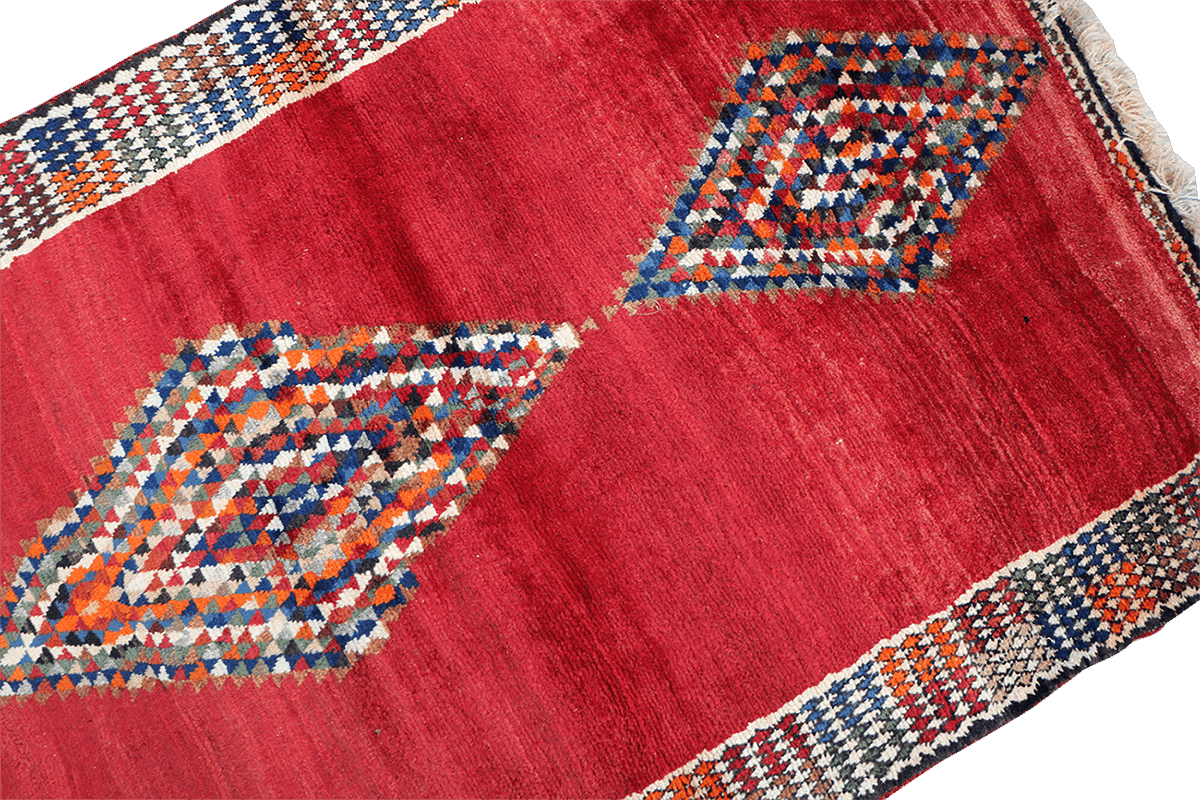 161 x 120 cm Gabbeh Tribal Wool Rugs Handmade Red Colour - Rugoutlet