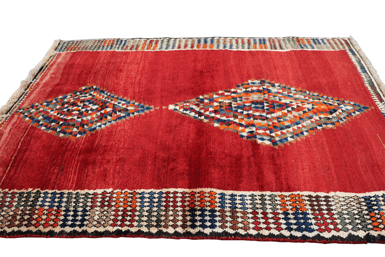 161 x 120 cm Gabbeh Tribal Wool Rugs Handmade Red Colour - Rugoutlet