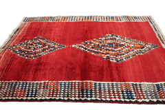 161 x 120 cm Gabbeh Tribal Wool Rugs Handmade Red Colour - Rugoutlet