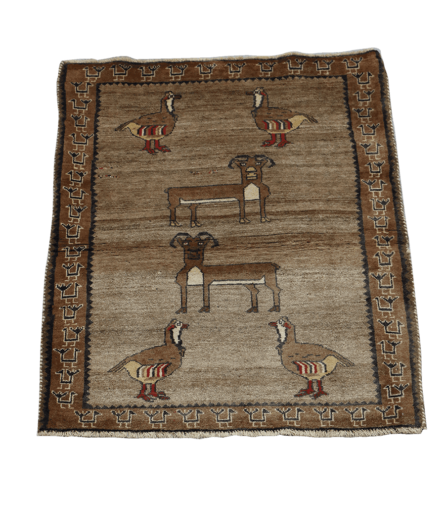 150 x 107 cm Gabbeh Tribal Wool Rugs Handmade Brown Colour - Rugoutlet