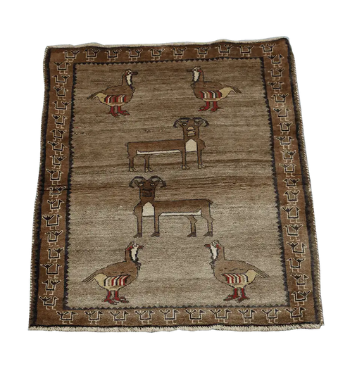 150 x 107 cm Gabbeh Tribal Wool Rugs Handmade Brown Colour - Rugoutlet