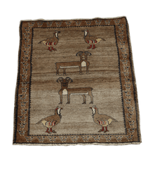 150 x 107 cm Gabbeh Tribal Wool Rugs Handmade Brown Colour - Rugoutlet