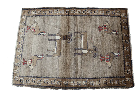 150 x 107 cm Gabbeh Tribal Wool Rugs Handmade Brown Colour - Rugoutlet