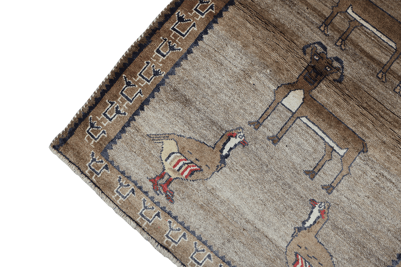 150 x 107 cm Gabbeh Tribal Wool Rugs Handmade Brown Colour - Rugoutlet