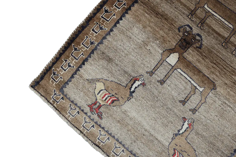 150 x 107 cm Gabbeh Tribal Wool Rugs Handmade Brown Colour - Rugoutlet