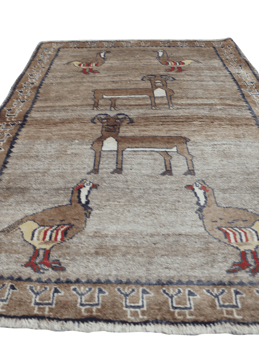 150 x 107 cm Gabbeh Tribal Wool Rugs Handmade Brown Colour - Rugoutlet