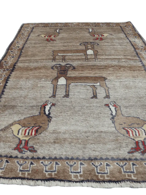 150 x 107 cm Gabbeh Tribal Wool Rugs Handmade Brown Colour - Rugoutlet