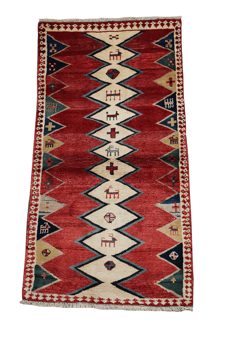 200 x 172 cm Gabbeh Tribal Wool Rug Hand-Knotted Red Colour - Rugoutlet