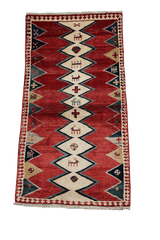 200 x 172 cm Gabbeh Tribal Wool Rug Hand-Knotted Red Colour - Rugoutlet