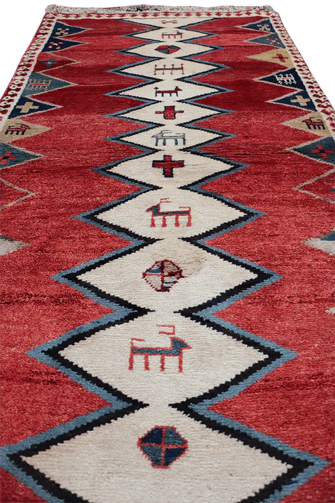 200 x 172 cm Gabbeh Tribal Wool Rug Hand-Knotted Red Colour - Rugoutlet