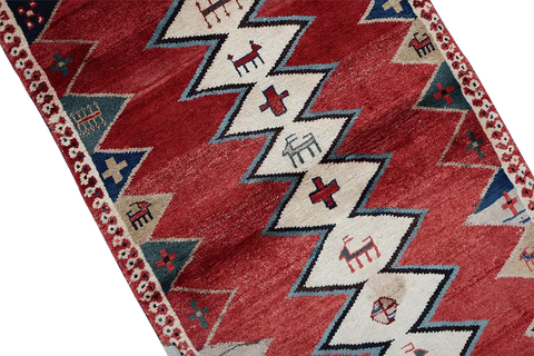 200 x 172 cm Gabbeh Tribal Wool Rug Hand-Knotted Red Colour - Rugoutlet