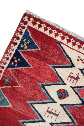 200 x 172 cm Gabbeh Tribal Wool Rug Hand-Knotted Red Colour - Rugoutlet