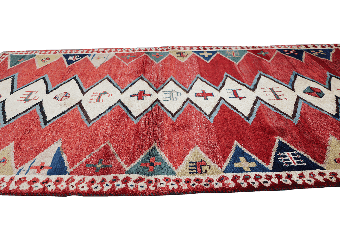 200 x 172 cm Gabbeh Tribal Wool Rug Hand-Knotted Red Colour - Rugoutlet