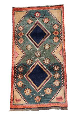 192 x 100 cm Gabbeh Tribal Wool Rug Hand-Knotted Grey Blue Colour - Rugoutlet