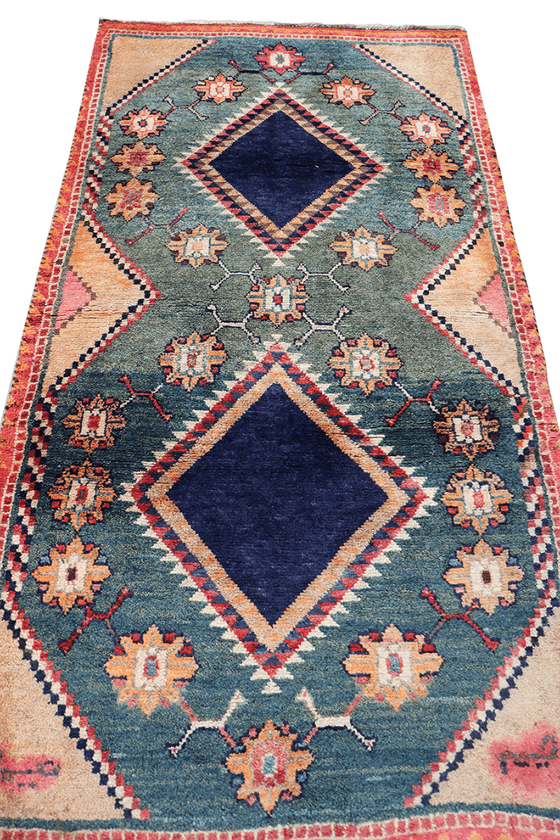 192 x 100 cm Gabbeh Tribal Wool Rug Hand-Knotted Grey Blue Colour - Rugoutlet