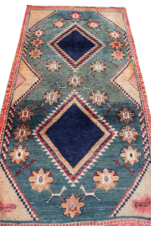 192 x 100 cm Gabbeh Tribal Wool Rug Hand-Knotted Grey Blue Colour - Rugoutlet
