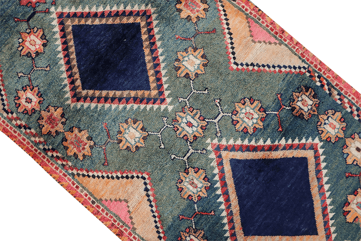 192 x 100 cm Gabbeh Tribal Wool Rug Hand-Knotted Grey Blue Colour - Rugoutlet