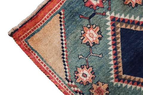 192 x 100 cm Gabbeh Tribal Wool Rug Hand-Knotted Grey Blue Colour - Rugoutlet