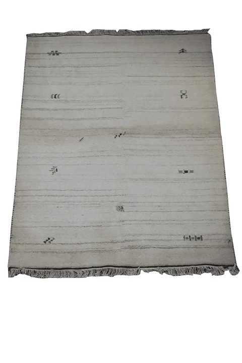 183 x 126 cm Gabbeh Tribal Wool Rugs Hand-Knotted Beige Colour - Rugoutlet