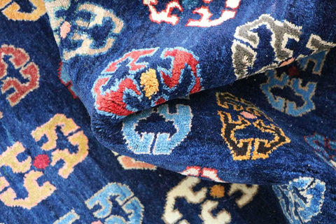 133x107cm Persian Gabbeh Qashqai Tribal wool blue rug - Rugoutlet