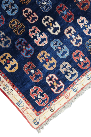 133x107cm Persian Gabbeh Qashqai Tribal wool blue rug - Rugoutlet