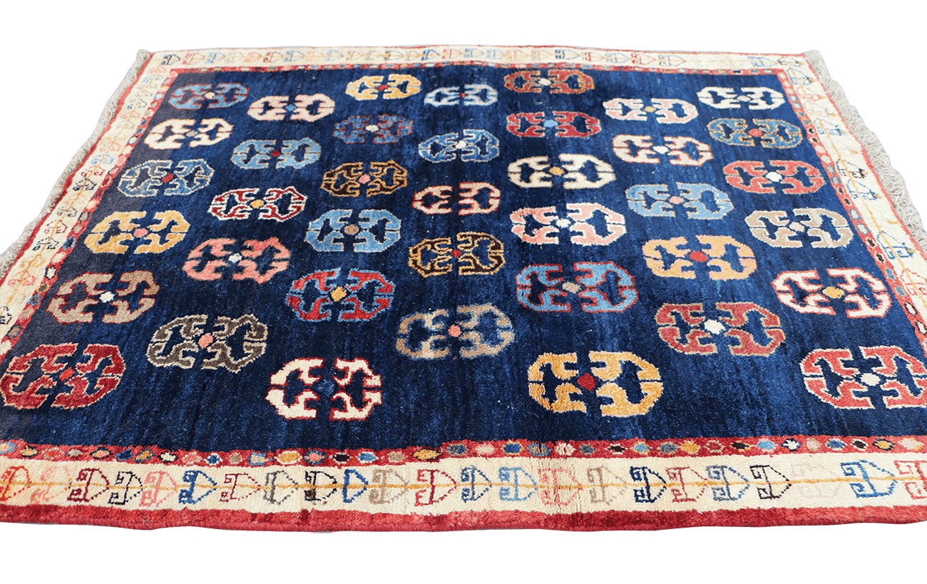 133x107cm Persian Gabbeh Qashqai Tribal wool blue rug - Rugoutlet