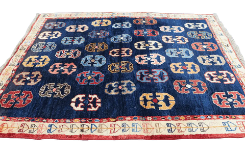 133x107cm Persian Gabbeh Qashqai Tribal wool blue rug - Rugoutlet