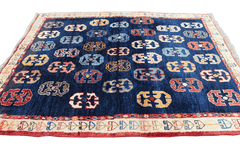 133x107cm Persian Gabbeh Qashqai Tribal wool blue rug - Rugoutlet