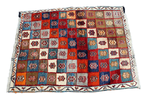 164 x 125 cm (5.38 x 4.10 ft) Gabbeh Tribal Wool Rugs Handmade Multi-Coloured - Rugoutlet