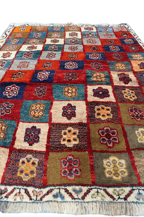 164 x 125 cm (5.38 x 4.10 ft) Gabbeh Tribal Wool Rugs Handmade Multi-Coloured - Rugoutlet