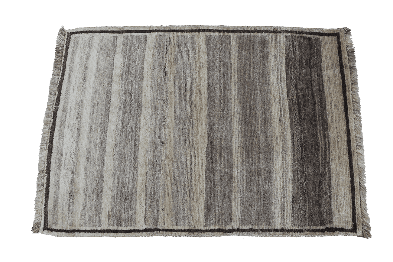 142 x 102 cm Gabbeh Tribal Wool Rugs Handcrafted Grey Colour - Rugoutlet