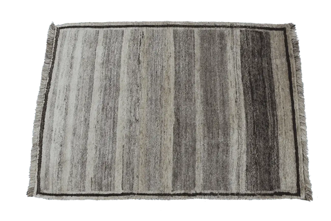 142 x 102 cm Gabbeh Tribal Wool Rugs Handcrafted Grey Colour - Rugoutlet