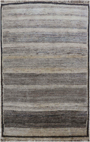 142 x 102 cm Gabbeh Tribal Wool Rugs Handcrafted Grey Colour - Rugoutlet