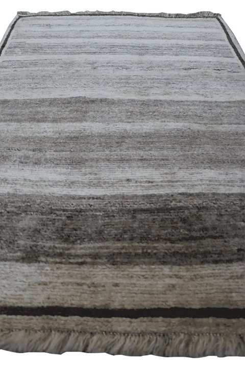 142 x 102 cm Gabbeh Tribal Wool Rugs Handcrafted Grey Colour - Rugoutlet